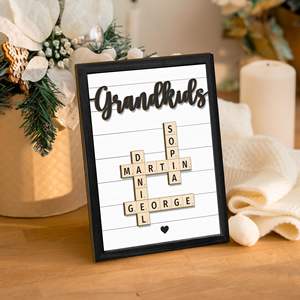 Nouveau cadre de nom de famille personnalisé cadeau de la Saint-Valentin pour les amoureux mots croisés <span class=keywords><strong>Scrabble</strong></span> impression <span class=keywords><strong>lettre</strong></span> personnalisée impressions de carreaux - Product Image 6