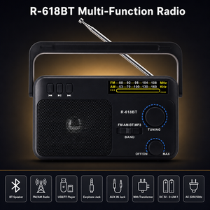 <span class=keywords><strong>Radio</strong></span> Portátil Clásica AM/FM de 2 Bandas con Bluetooth, Reproductor de Música, USB, Tarjeta TF, Molde Privado, Recargable, Certificación CE, Venta al por Mayor de Fábrica OEM/ODM - Product Image 2