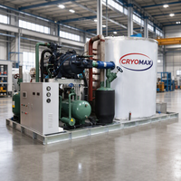 Machine à glaçons en flocons en acier inoxydable CRYOMAX, grande capacité industrielle, refroidie par eau de mer et air, modèle KKDF pour