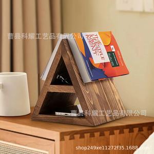 Estantería triangular de escritorio, Mini soporte para libros multifuncional con almacenamiento para teléfono y gafas, 3 capas, tipo oficina - Product Image 1
