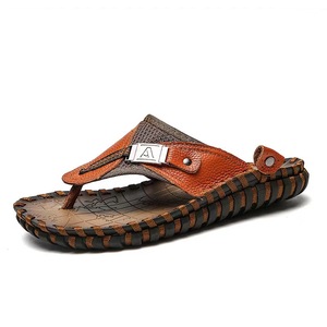 Yaz yeni moda erkekler sandalet terlik rahat deri sandalet büyük boy nefes ayakkabı rahat erkekler flip-flop - Product Image 3