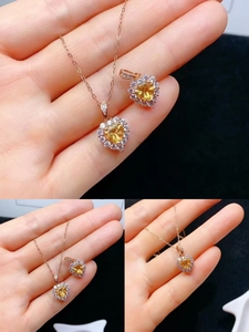 שרשרת קריסטל צהובה טבעית, בסגנון רטרו יוקרתי, תכשיטי שרשרת מתנה רטרו פשוטים לנשים - Product Image 5