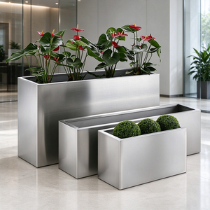 Jardinière rectangulaire moderne en métal pour extérieur, pot de fleurs décoratif pour patio et balcon - Product Image 5