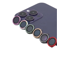 Protection d'écran en verre trempé 3D de qualité supérieure avec paillettes de diamant 9H pour l'objectif de la caméra arrière du téléphone iPhone 16Pro