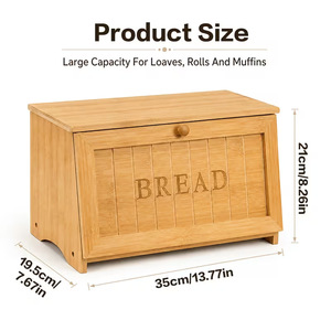 <b>Bamboo</b> <b>Bread</b> Storage Box With Lid Multi Functional Kitchen Baking Organizer Desktop <b>Bread</b> <b>Bin</b> Large Capacity - Product Image 5