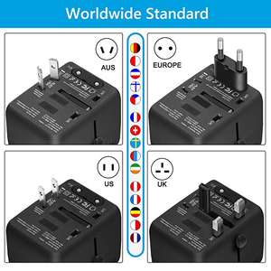 2024 Black Travel Adapter Hot Selling USB C-Typ mit 3-Port-Konvertierungsstecker für UK US Euro AU Andere Steckdosen - Product Image 5