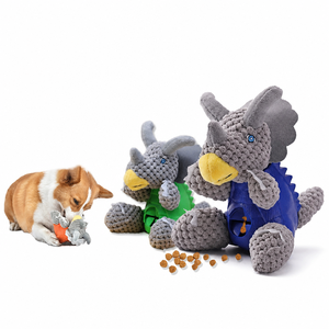 Jouet pour chien <span class=keywords><strong>Triceratops</strong></span>, distributeur <span class=keywords><strong>de</strong></span> friandises, jouet interactif en peluche et caoutchouc pour la distribution <span class=keywords><strong>de</strong></span> nourriture, pour chiens <span class=keywords><strong>de</strong></span> petite et moyenne taille, jouet à mâcher durable en forme <span class=keywords><strong>de</strong></span> dinosaure - Product Image 4