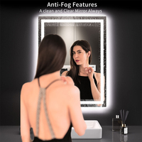 Miroir de salle de bain LED 20x28 avec éclairage, anti-buée, à intensité réglable, rétroéclairé + éclairage frontal, miroir de vanité lumineux pour mur