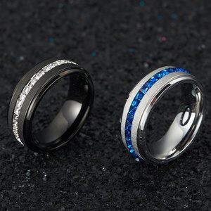 Anillo de tungsteno Micro pavé de Zirconia cúbica para hombre, anillo de diseño <span class=keywords><strong>italiano</strong></span> - Product Image 3