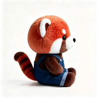 Peluche Panda Rouge Super Douce et Moelleuse, Adorable Jouet en Peluche Panda Rouge avec Longue Queue Rayée, Mignonne Peluche Panda Rouge