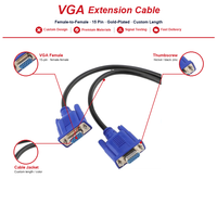 Kabel VGA ke VGA 1.5m-15m Resolusi 1080p untuk Pemutar DVD dan Monitor Komputer dengan Selubung PVC