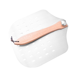 Manjia <span class=keywords><strong>professionnel</strong></span> en aluminium 430 acier inoxydable perforé <span class=keywords><strong>Pizza</strong></span> Peel avec manche en bois pliable <span class=keywords><strong>Pizza</strong></span> tournant Peel Paddle - Product Image 4