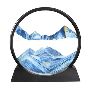 Cadre décoratif de bureau en gros, art de sable marin profond, tableau d'art de sable en mouvement, art de sable 3D en verre rond, paysage marin profond - Product Image 1