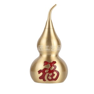 <b>Copper</b> gourd with five emperor <b>coins</b>, pure <b>copper</b> ornament, open lid, hollow, Bagua (eight trigrams) filled with cinnabar, home - Product Image 5