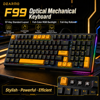 Clavier mécanique filaire F99 pour le jeu, disposition 97 touches, éclairage RGB interchangeable à chaud, touches PBT, ergonomique, bureau, jeu, USB pour PC, joueurs