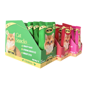 Wimow Emballage personnalisé <span class=keywords><strong>pour</strong></span> aliments humides <span class=keywords><strong>pour</strong></span> chats, haute teneur en protéines, au saumon/poulet/thon, en sachet rétractable <span class=keywords><strong>stérilisé</strong></span> à la chaleur 85g, <span class=keywords><strong>pour</strong></span> toutes les phases de vie - Product Image 1