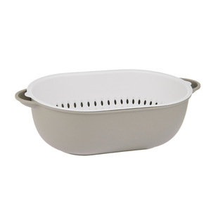 Mới Nhà Bếp Màu Hai Lớp Cống Giỏ Hộ Gia Đình Vuông Đa Chức Năng Trái Cây Và Rau Sàng Với Khay - Product Image 2