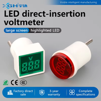 YUDA AD22B-22V 22MM 10A 220V LED R/Y/B/G/W Voltmeter Digital Sisipan Langsung IP53 untuk Penggunaan Rumah & Kantor Tersedia Kustom-amy