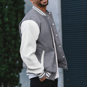 <strong>Poly</strong> Cotton Blend Varsity Jacket ODM Sporty Single Breasted Stand Collar Autumn Unisex Streetwear Baseball Bomber - Product Image 2