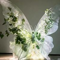 Papillon géant en tissu fait main, fleur artificielle pour la décoration de scène de mariage et les accessoires de paysagisme