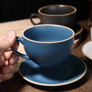 Commercio all'ingrosso 70ml 270ml caffè Espresso Cappuccino colorato opaca superficie ceramica Logo personalizzato porcellana tazza e piattino - Product Image 5