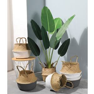 Vente en gros de paniers à ventre en jonc de mer faits à la main, décors de pots de plantes à fleurs, panier en jonc de mer, boîte en carton simple - Product Image 4