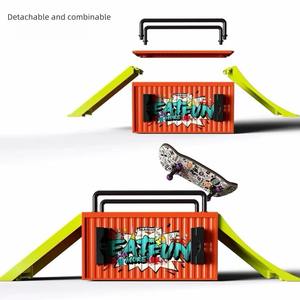 Mini <span class=keywords><strong>Tech</strong></span> <span class=keywords><strong>Deck</strong></span> en bois d'érable personnalisé 32 mm, planche à roulettes pour doigts, rampes, rails d'obstacles, support de rangement, cadeaux d'anniversaire - Product Image 2