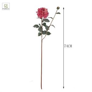 Fleur de Dahlia Artificielle en Soie à 2 Têtes, Bords Brûlés, Décoration de Table pour <span class=keywords><strong>la</strong></span> Maison, Centre de Table pour Hôtels, Mariages et Fêtes - Nouveauté Tendance - Product Image 2