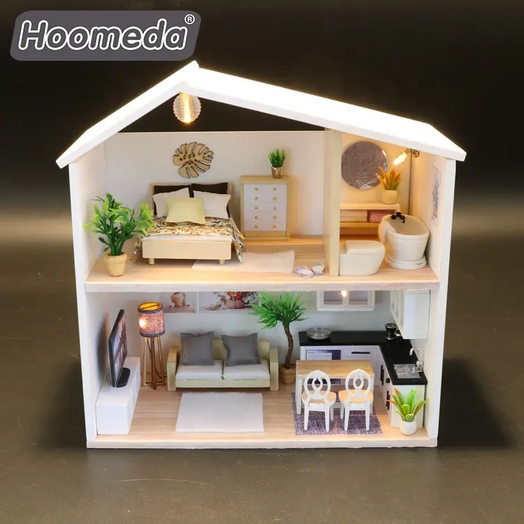 Hongda Novo 3D Puzzle Diy Doll House Casas Em Miniatura De Madeira Para Crianças Melhores Presentes