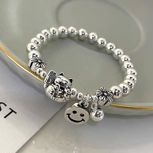 S925 Sterling Silver Lucky Cat <b>Beaded</b> <b>Bracelet</b> For Women Simple Gift Jewelry Animal Shape 925 Silver Charm <b>Bracelet</b> - Product Image 1