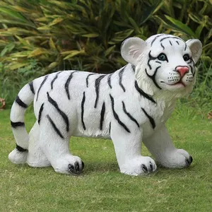 Résine personnalisable-Statues de tigre en fibre de verre FRP pour la décoration extérieure du parc