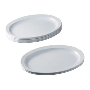 2024 New Arrival BPA Free Commercial White Oval Melamine Dinner Plates Dishes Set For Home Restaurant