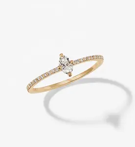 Кольцо кольца 925 стерлингового серебра или латуни Новый безупречный стекируемые маркиз кольцо с белым CZ золотое покрытие для женщин Роскошные ювелирные изделия