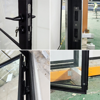 Puerta Francesa de Vidrio Ultra Transparente con Marco Delgado, Puerta Batiente de Aluminio Estrecho para Baño Principal de Lujo con Mármol