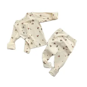 Children's home clothes baby baby fruit print figure cotton pajamas baby ins wind home cute spring and autumn two-piece set