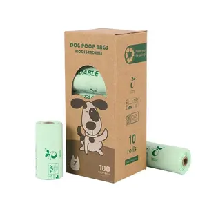 Biologisch abbaubare Eco Doggy Poop Taschen mit Krawatten griffen auf einer Rolle Maisstärke Hunde abfall beutel