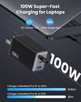Pengisi Daya Dinding Lipat USB-C GaN 65W 1 Port Pengisi Daya Cepat PPS untuk Laptop Ponsel Earphone MacBook iPad