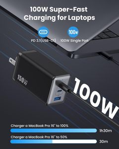 อะแดปเตอร์ชาร์จ GaN พับได้ 65W USB-C ช่องเสียบเดียว ชาร์จเร็ว PPS สำหรับแล็ปท็อป โทรศัพท์มือถือ หูฟัง MacBook <span class=keywords><strong>iPad</strong></span> - Product Image 3