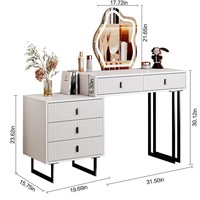 Coiffeuse de luxe italienne à panneau rainuré avec peinture cuite, miroir LED rétractable et tiroirs, pour chambre à coucher haut de gamme