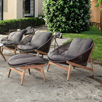 Ensemble de canapé en rotin tressé pour l'extérieur, style nordique, avec table basse et fauteuil individuel, caractéristiques amovibles/remplaçables