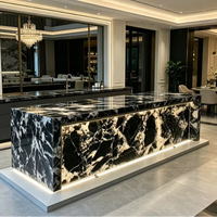 Panneaux muraux en pierre naturelle de luxe moderne et élégante du Brésil, Potagonia Black Translucent, grandes dalles pour la maison, la cuisine, les comptoirs, les meubles de salle de bain et les sols