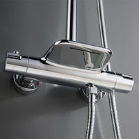 Ensemble de douche thermostatique de luxe en laiton de haute qualité à double poignée, mitigeur de bain en céramique, douche pluie douce murale, design moderne pour salle de bain