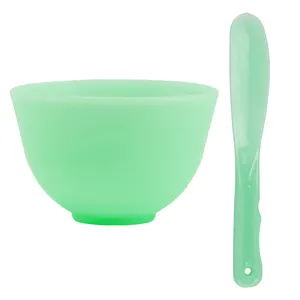 BPA gratis 300ml Set mangkuk pencampur masker rias silikon dapat digunakan kembali dengan pengikis