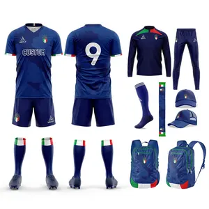 Set Jersey pakaian sepak bola, seragam sepak bola lengan pendek, Set pakaian sepak bola