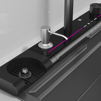 Évier de cuisine multifonctionnel intelligent en acier inoxydable nano alvéolé avec affichage de la température, cascade à touches de piano, gris brossé