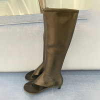 Bottes hautes pour femme, style européen et américain, à bout rond, ouvert ou pointu, avec fermeture éclair latérale, talons fins, nouvelle collection été, style moto