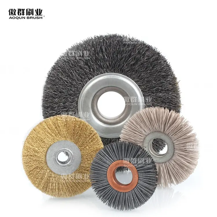 Cepillo de ruedas de pulido para lijado de madera abrasiva, cepillo de limpieza de acero y alambre de Metal
