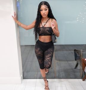 X21126C 2025 Летняя распродажа, женский кружевной топ на подтяжках и повседневные брюки, комплект из двух предметов - Product Image 6