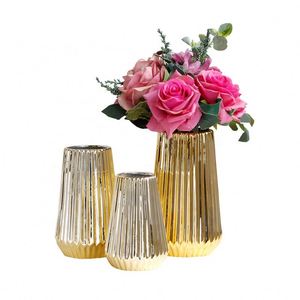Vase décoratif en or de grande taille, vente chaude, nouveau design, vase en céramique pour table, décoration d'intérieur, motif rond moderne pour hôtels - Product Image 6