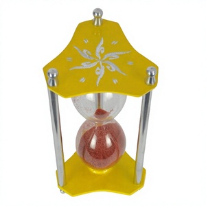 Red Sand <b>Hourglass</b> Picnic Travels Personalized Natural Clock Decorative Sand <b>Timer</b> Glass Sand Jar Yellow Colored Body - Product Image 1